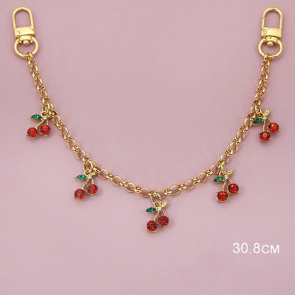 Cherry Crystal Bag Charm Chain – Rhinestone Handbag Accessory
