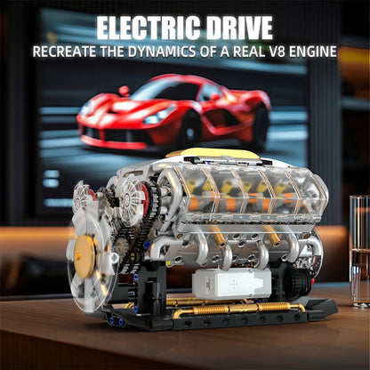 Electric V8 Engine Building Blocks Set – 692pcs Motorized Model Kit