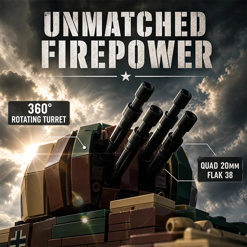 Wirbelwind MOC Building Set – 1:28 WWII Anti-Aircraft Tank Blocks