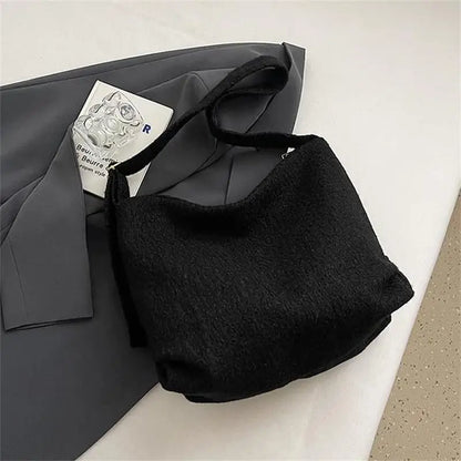 Woolen Plush Hobo Tote Bag – Large Capacity Shoulder Bag