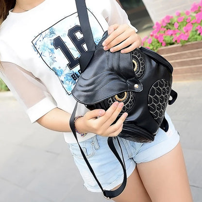 Owl Embossed PU Leather Backpack for Women