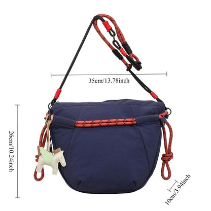 Trendy Shoulder Bags Women Oxford Fabric Drawstring Foldable Crossbody Bag Minimalist Design Casual