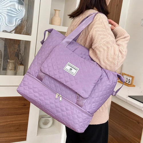 Large Capacity Weekender Bag with Shoe Compartment for Gym & Travel