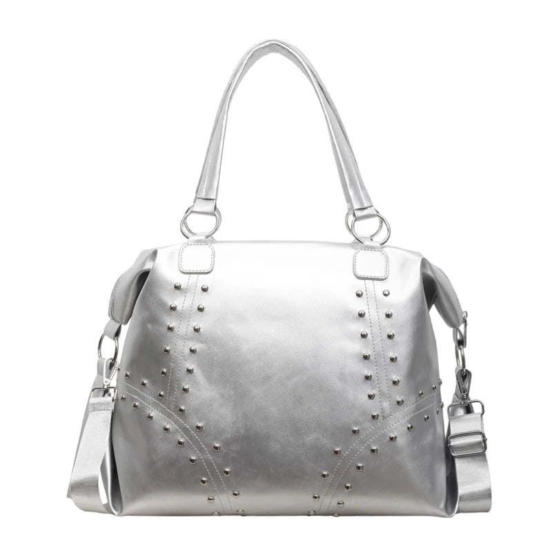 Rivet PU Leather Women's Shoulder Bag – Large Moto Tote