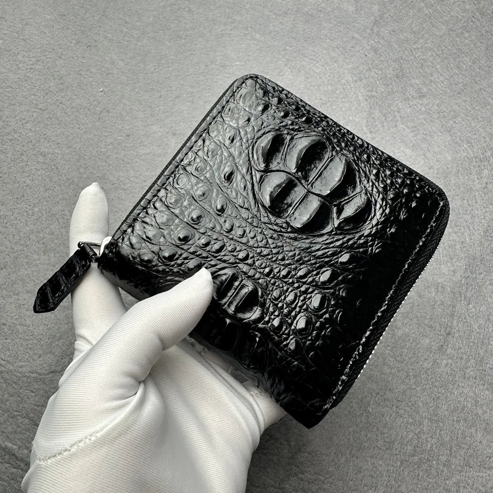 Genuine Crocodile Leather Men's Zip Wallet – Multi-Function Bifold