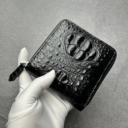 Genuine Crocodile Leather Men's Zip Wallet – Multi-Function Bifold