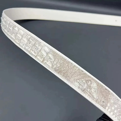 Himalayan Crocodile Leather Men's Belt – Luxury Silver Pin Buckle