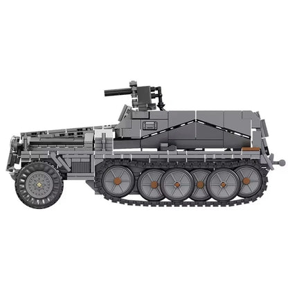 WWII Half-Track Armored Vehicle Building Blocks Set – Military MOC Brick Model