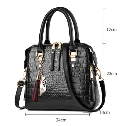 Luxury Alligator Pattern Handbag for Women – Large Capacity PU Leather