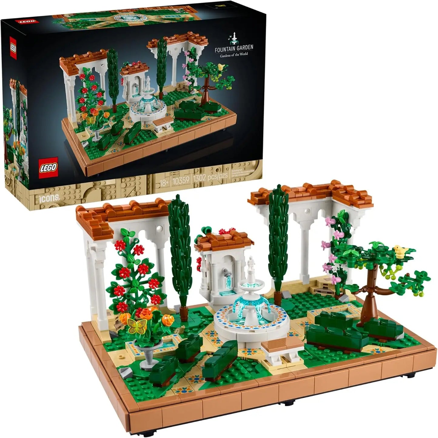 LEGO Icons 10359 Fountain Garden – 1302 Pieces for Adults