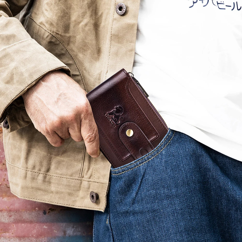 Steel Lion Men's RFID Blocking Genuine Leather Short Wallet