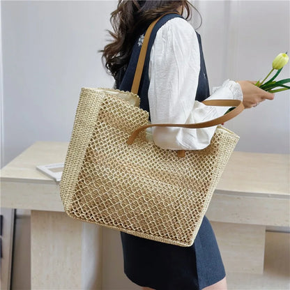 Handmade Straw Beach Tote Bag for Women – Large Capacity