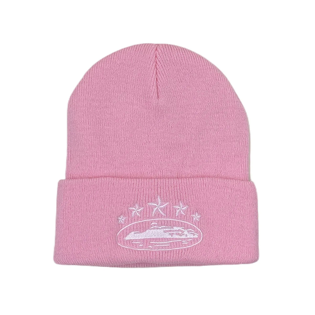 Winter Knitted Beanie Hat – Star & Ship Embroidery Warm Cap
