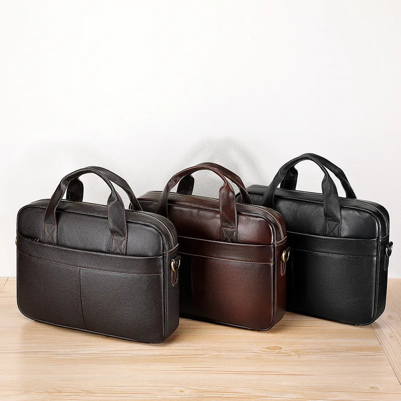 Genuine Leather Men's Briefcase – Business Laptop Bag