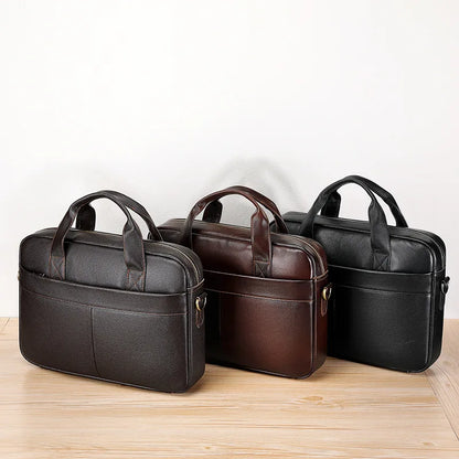 Genuine Leather Men's Briefcase – Business Laptop Bag
