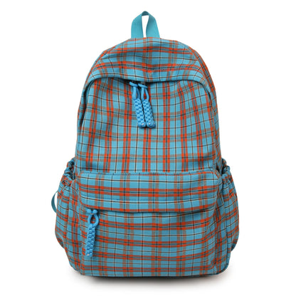 Plaid Nylon Backpack – Large Capacity Student Daypack