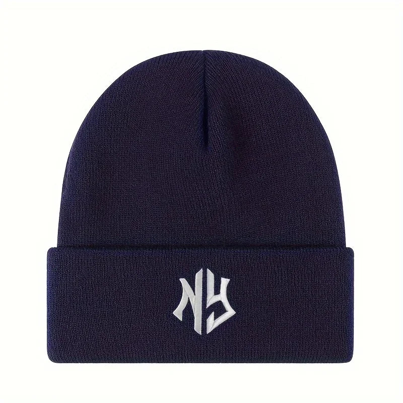NY Embroidered Knit Beanie – Unisex Winter Hat