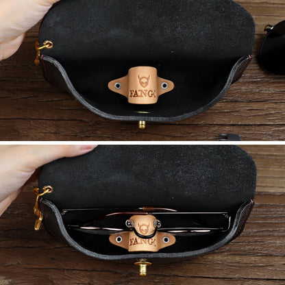 Genuine Leather Sunglasses Case with Snap Closure
