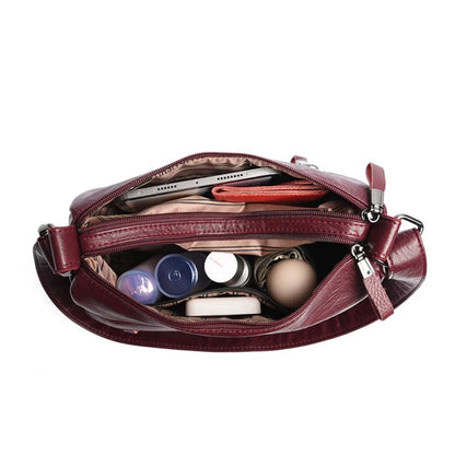 Leather Crossbody Bag for Women – Multi-Layer Shoulder Bag