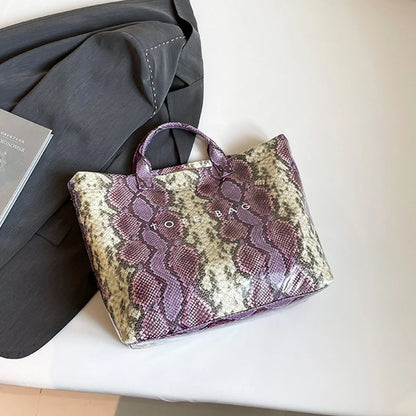 Snakeskin Pattern Tote Bag – Large Capacity Women's Shoulder Bag
