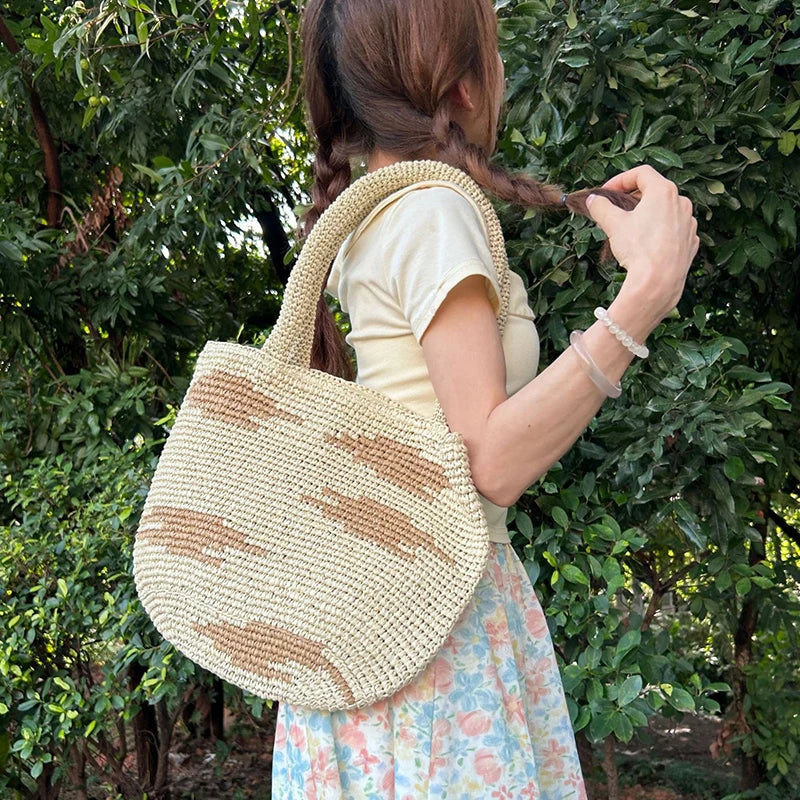 Straw Woven Tote Bag – Women's Large Capacity Beach Basket Bag