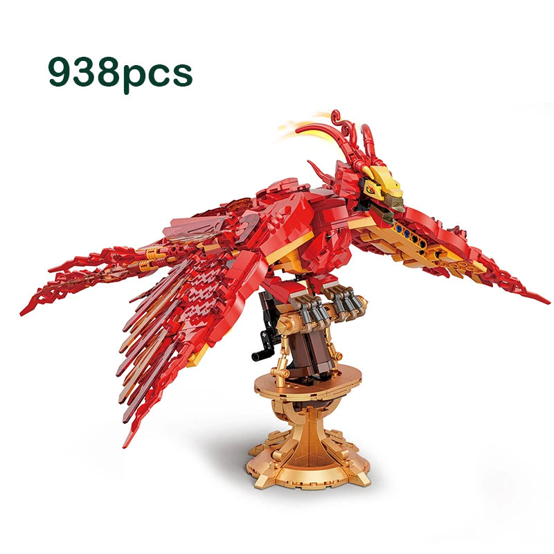 Fire Phoenix Building Blocks Set – 938 Pieces Mythical Bird Model