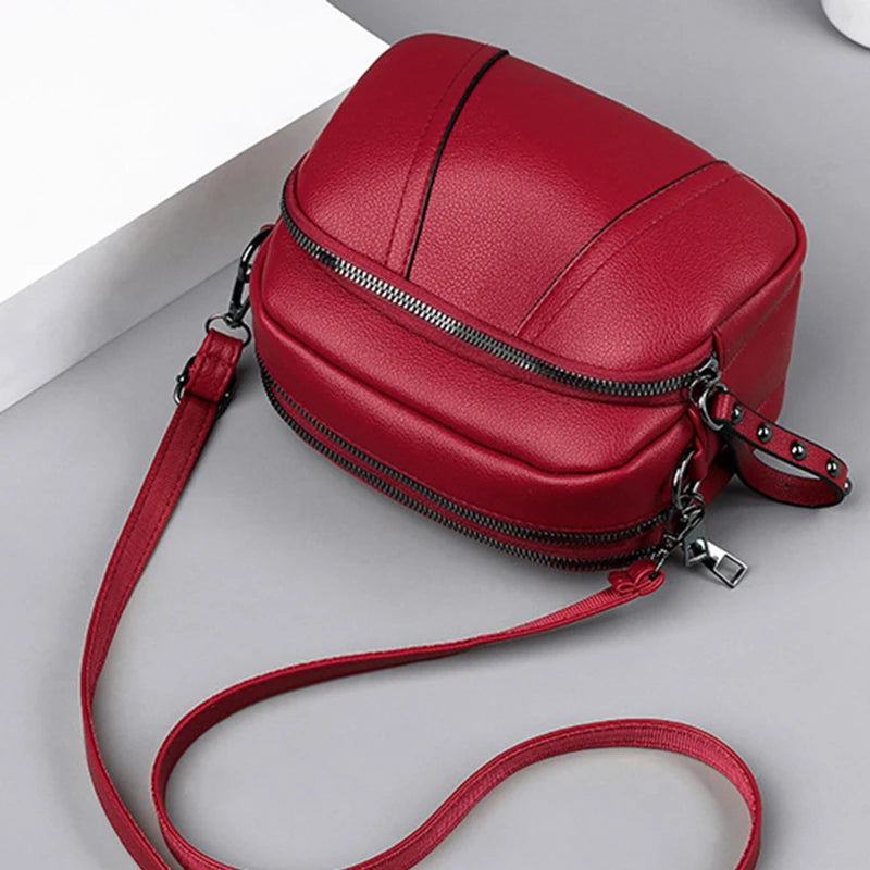 Crossbody Bag for Women – Soft Faux Leather Rivet Zipper Purse