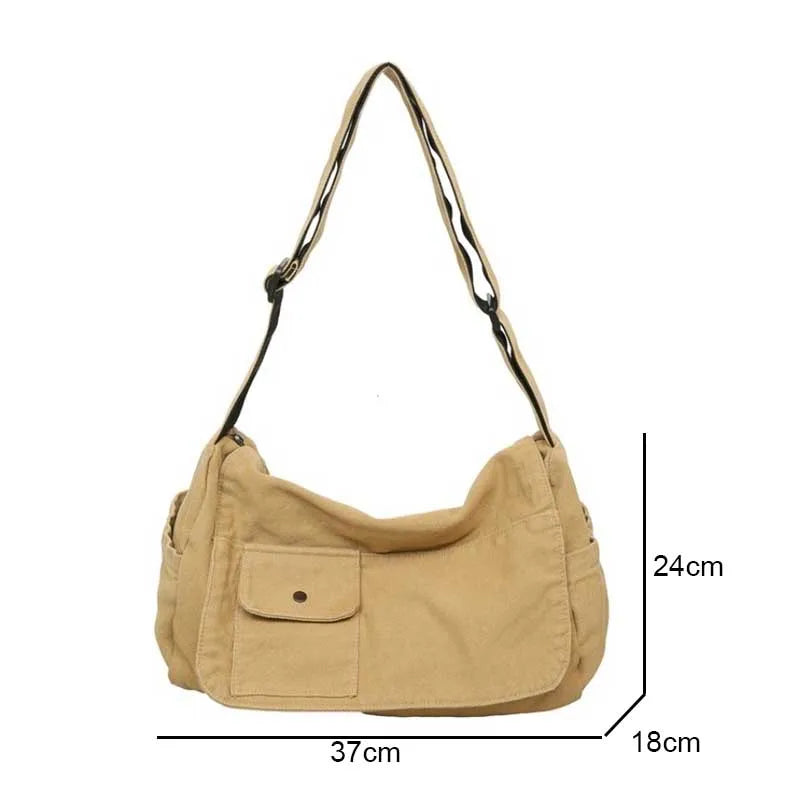 Canvas Crossbody Messenger Bag – Large Capacity Shoulder Bag