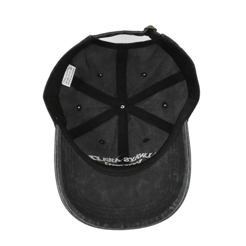 Vintage Baseball Cap – Letter Embroidery Washed Cotton Hat