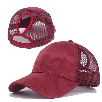 Women's Ponytail Baseball Cap Mesh Breathable Adjustable Sun Hat