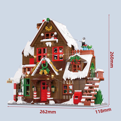 Christmas Winter Village Cabin Building Blocks Set with LED Lights