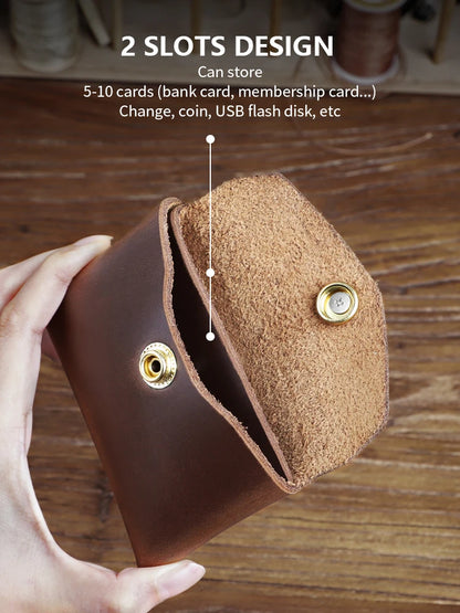 Handmade Genuine Leather Card Wallet & Coin Pouch