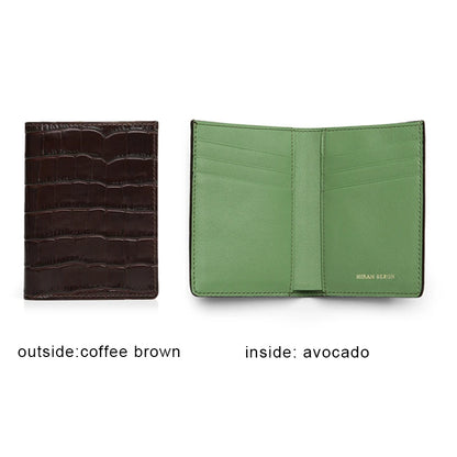 Custom Monogram Luxury Leather Wallet – Crocodile Pattern RFID Blocking