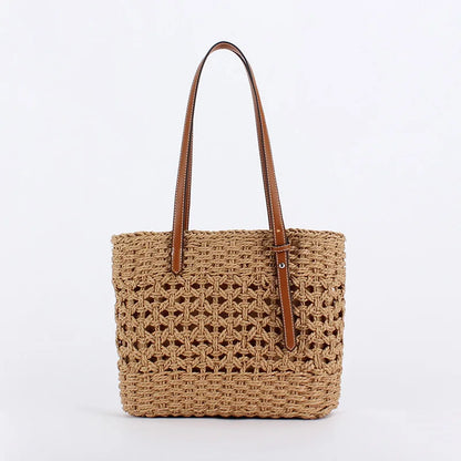Woven Straw Tote Bag – Large Capacity Beach Handbag