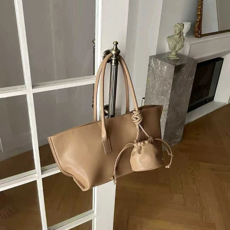 Genuine Leather 3-in-1 Women's Tote Bag – Large Capacity Shoulder Bag