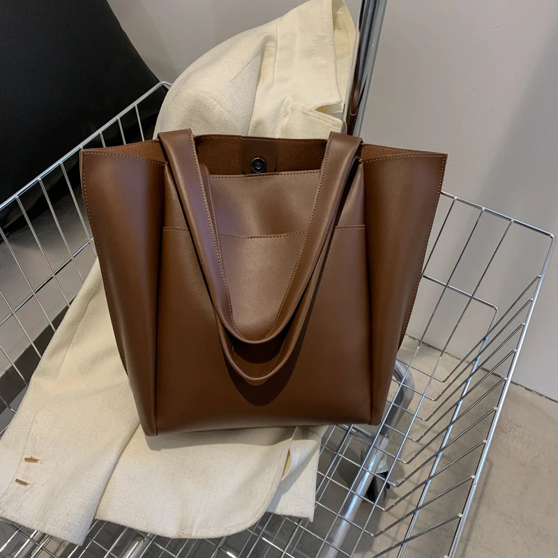 Large Capacity Soft Leather Tote Bag – Women's Shoulder Shopper