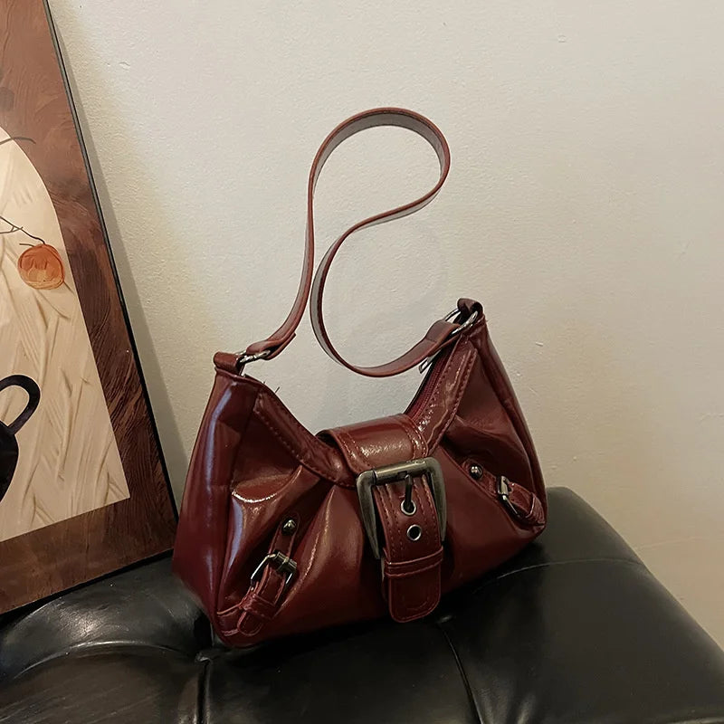 Y2K Pleated Hobo Shoulder Bag – Retro Maillard Style Clutch Handbag