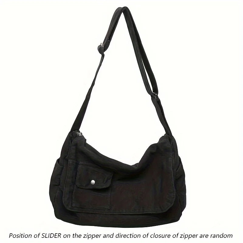 Canvas Crossbody Messenger Bag – Large Capacity Shoulder Bag