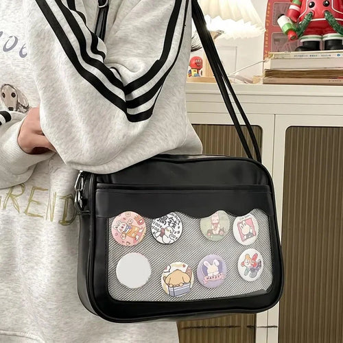 Harajuku Ita Bag for Women – Transparent PU Crossbody Bag