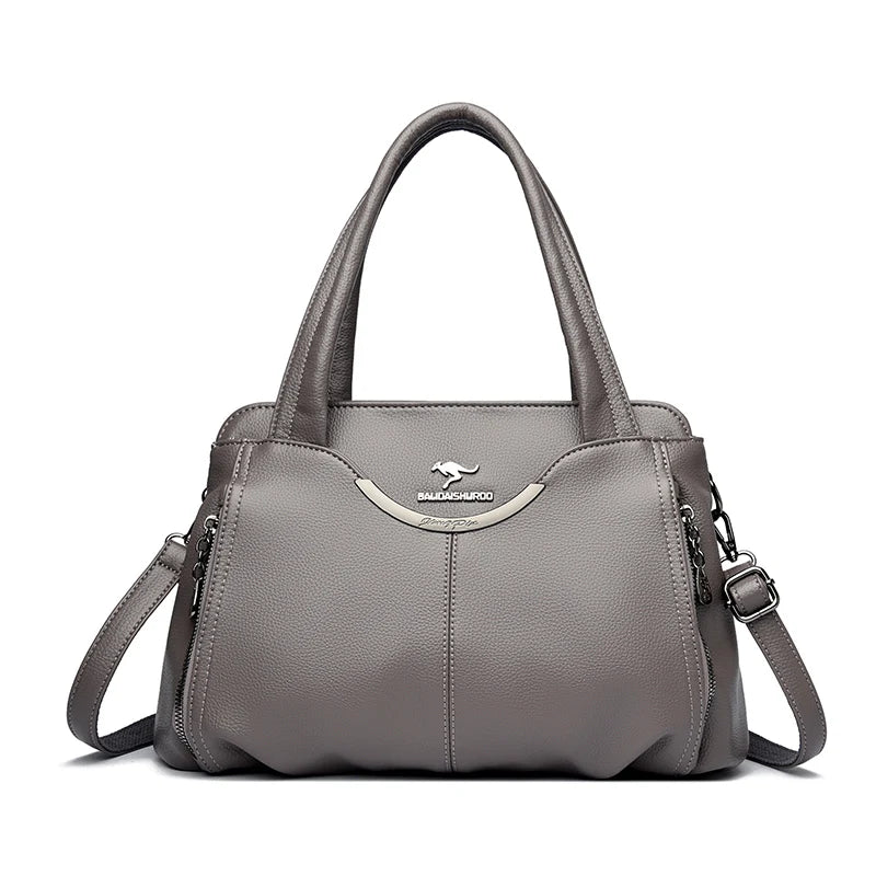 Multi-Pocket PU Leather Handbag for Women – Luxury Shoulder Tote