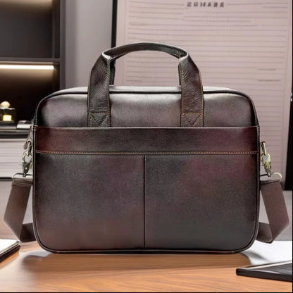 Genuine Leather Men's Briefcase – Business Laptop Bag