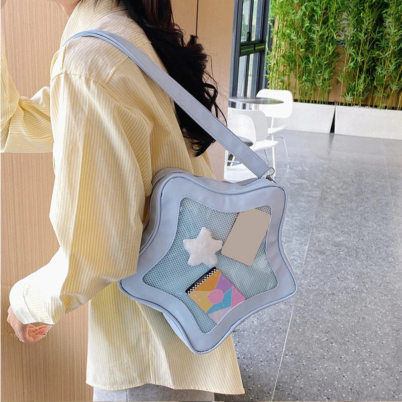 Star-Shaped Ita Bag Transparent Crossbody – Kawaii Pin Display