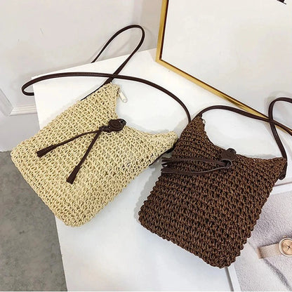 Woven Straw Shoulder Bag – Bohemian Beach Crossbody