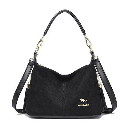 Women's Faux Suede Crossbody Shoulder Bag with Tassel