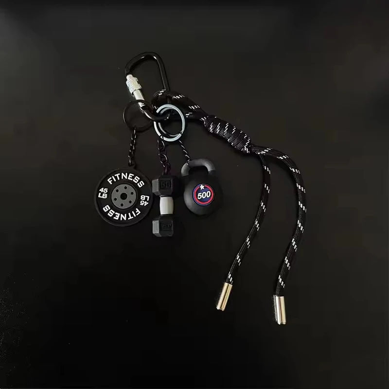 Gym Keychain Lanyard – Dumbbell, Weight Plate & Kettlebell Charms
