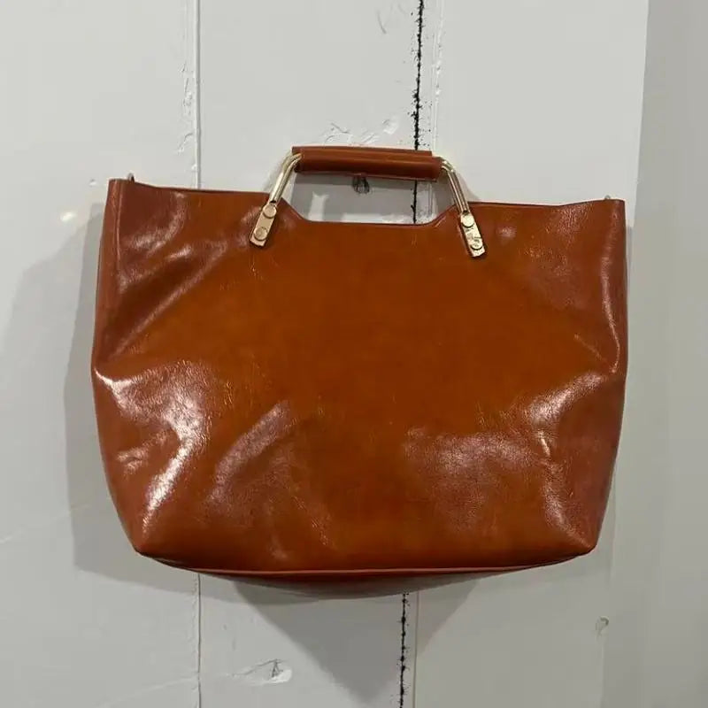 Large Capacity Tote Bag – Women's Luxury 2-in-1 Shoulder Bag with Metal Handle