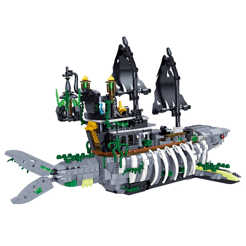Pirate Shark Ship Building Blocks Set – 1151pcs Ghost Sea Monster MOC