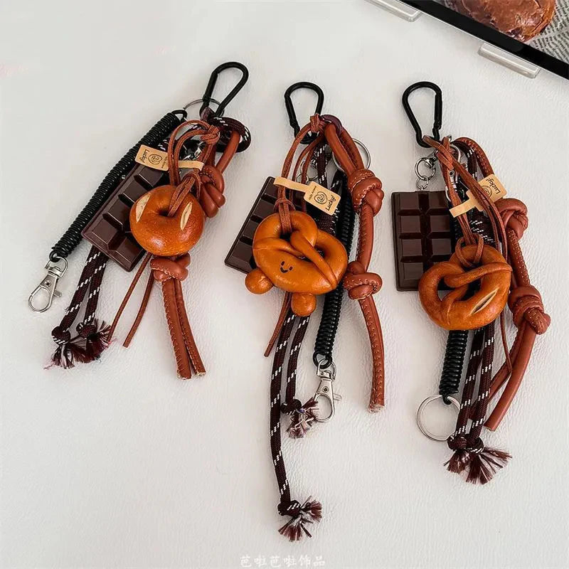Bread Bag Charm Keychain – Kawaii Korean Style Rope Pendant