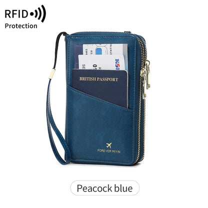 RFID Blocking Travel Passport Wallet – Large Capacity Double Zipper Organizer