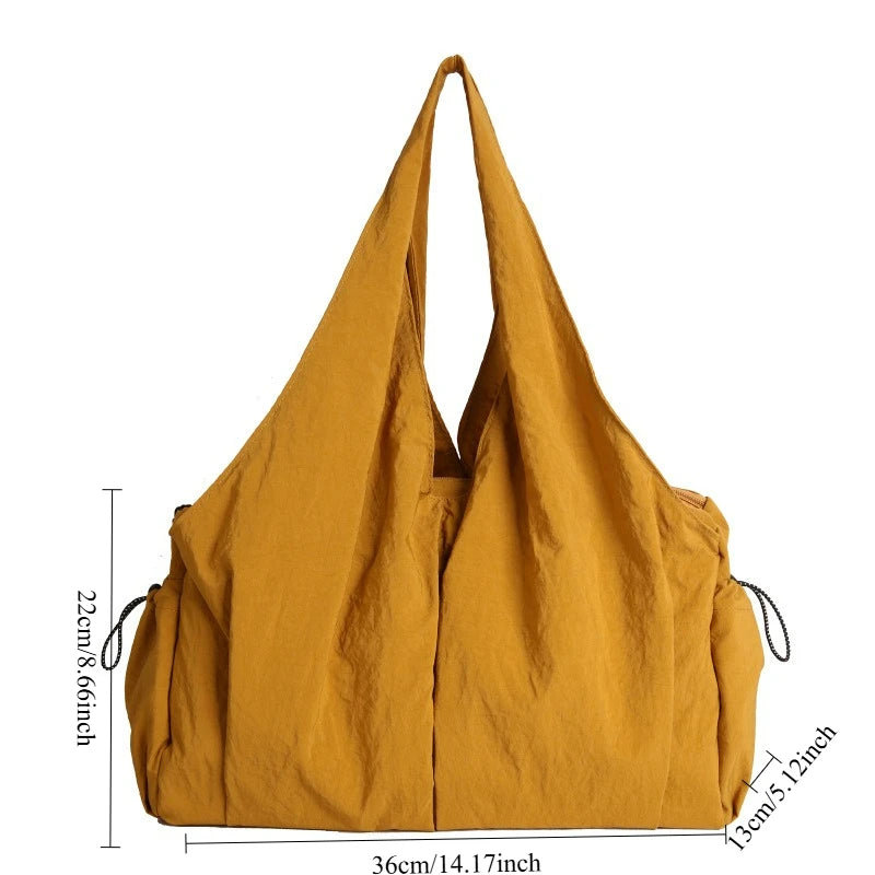 Trendy Wrinkled Fabric Top Handle Bag Comfortable Versatile Texture Shoulder Large Capacity